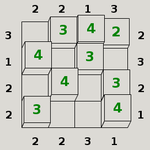 Tower-placing Latin square puzzle