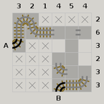 Path-finding railway track puzzle